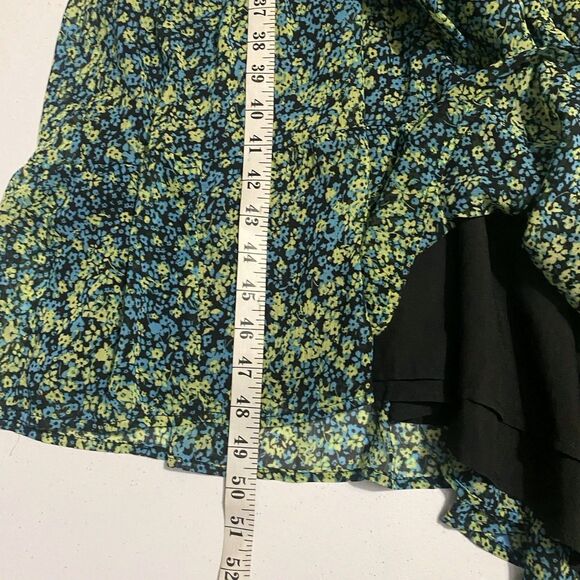 Steve Madden Dress Size Medium Green Black Blue Tiered Floral Midi Wedding Party - Picture 8 of 8